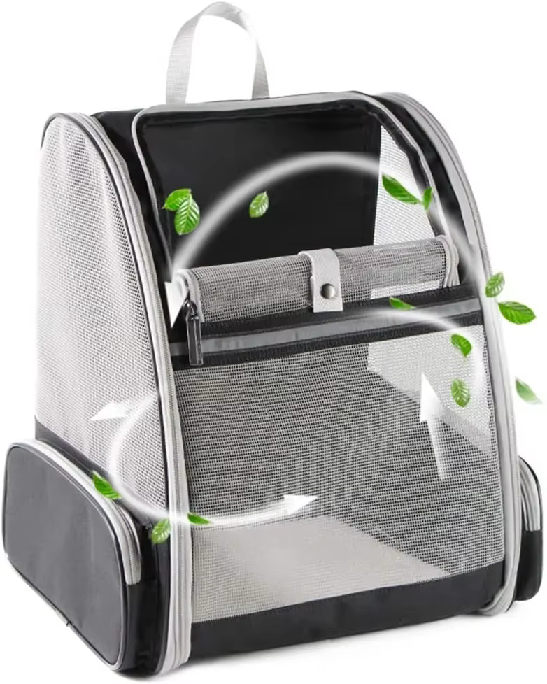 Transportín mochila plegable ligera y transpirable para gatos y perros