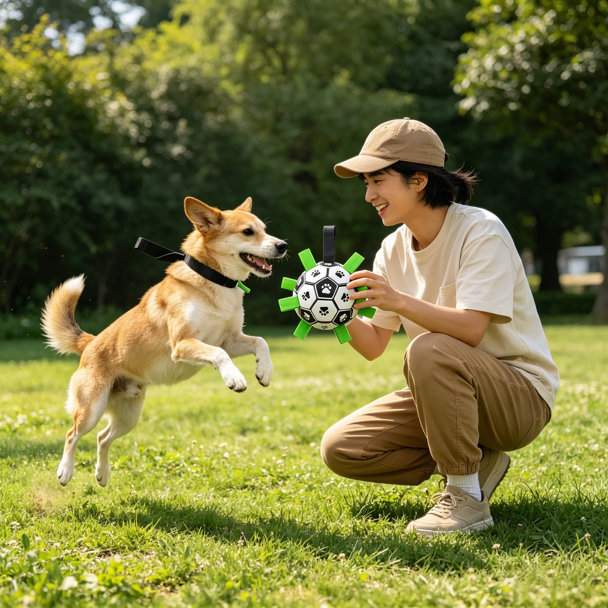 Pelota de fútbol chirriante juguete para perros resistente a mordidas