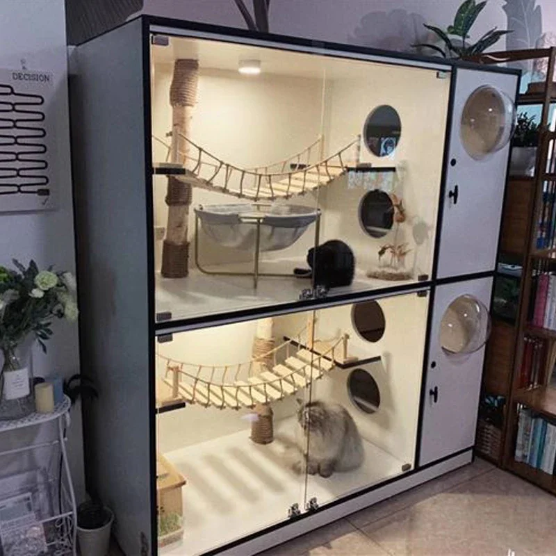 Puente gatos montado pared - Detalle del sistema de escalera