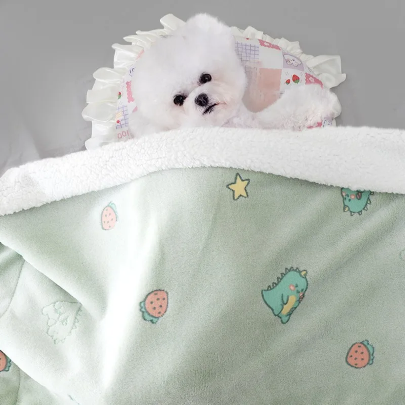 Inverno quente macio cobertor do cão gatinho filhote de cachorro ninho velo esteira para proteção cama interior lavável gato bonito impressão cobertor suprimentos para animais de estimação - imagen 3