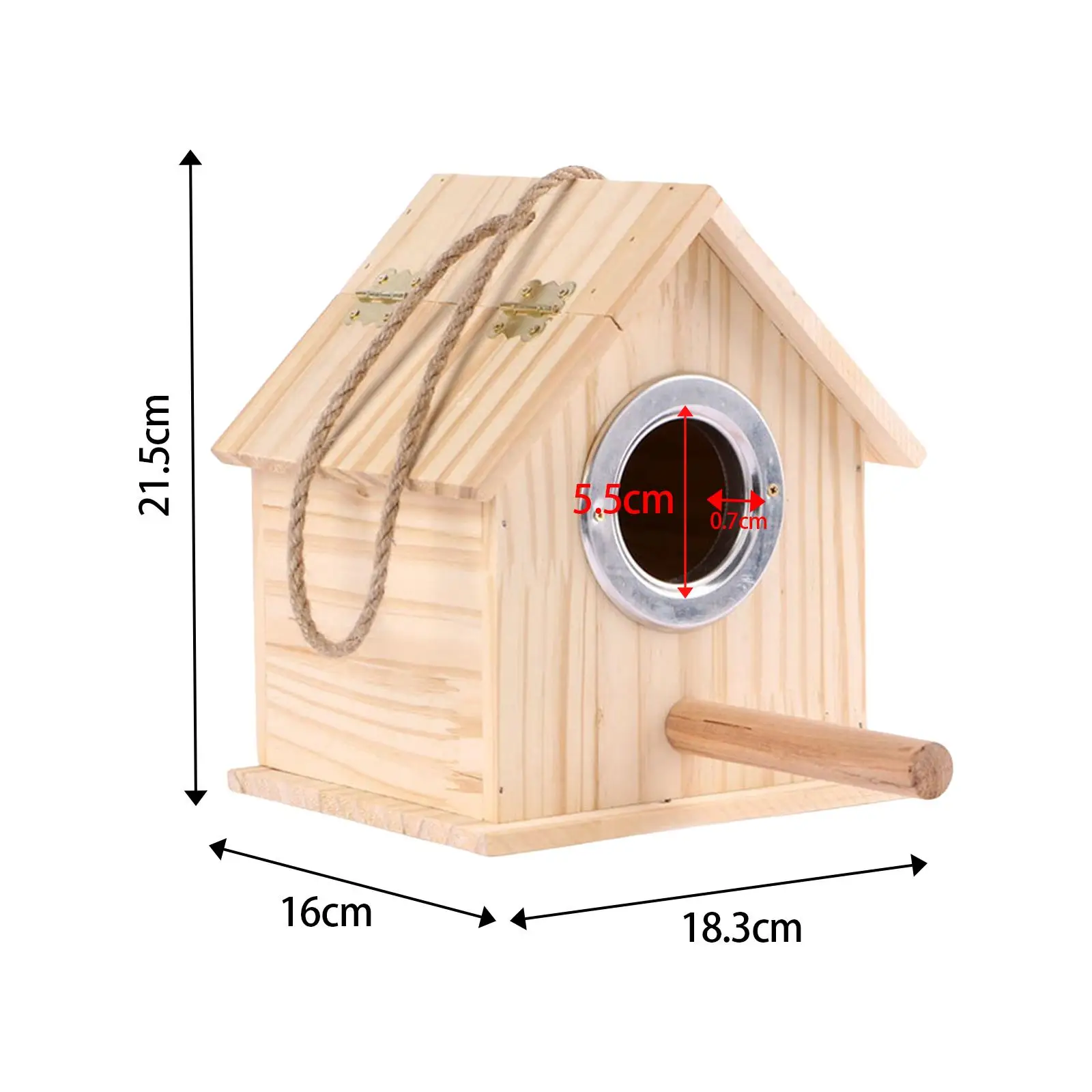 Wooden Bird House, Hanging Birdhouse for Outside, Garden Patio Decorative Nest