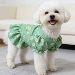 Sudadera floral con mangas abullonadas para perros y gatos Shih Tzu
