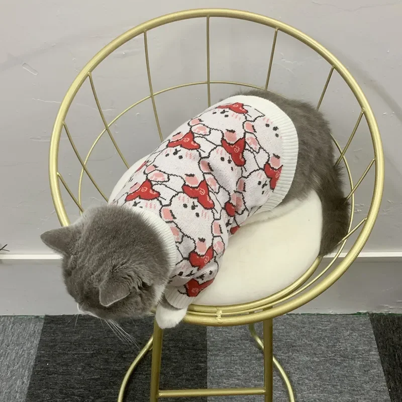 Pet lindo oso amor mascota suéter Teddy tejido Top oso gato otoño e invierno camisa Base cálida ropa para perros pequeños - imagen 4