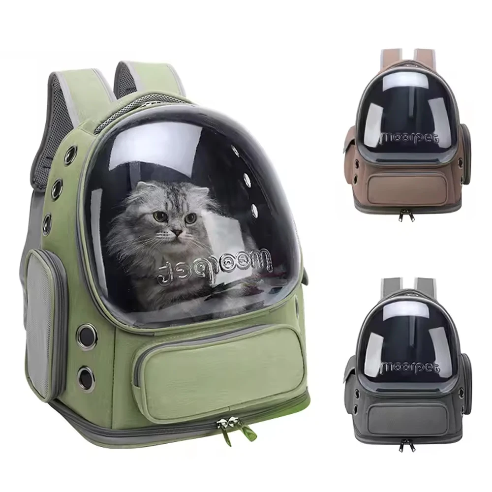 Bolsa transportadora transparente para mascotas, bolso de viaje al aire libre para gatos, mochila con cápsula espacial, bolso de hombro doble transpirable para perros y gatos