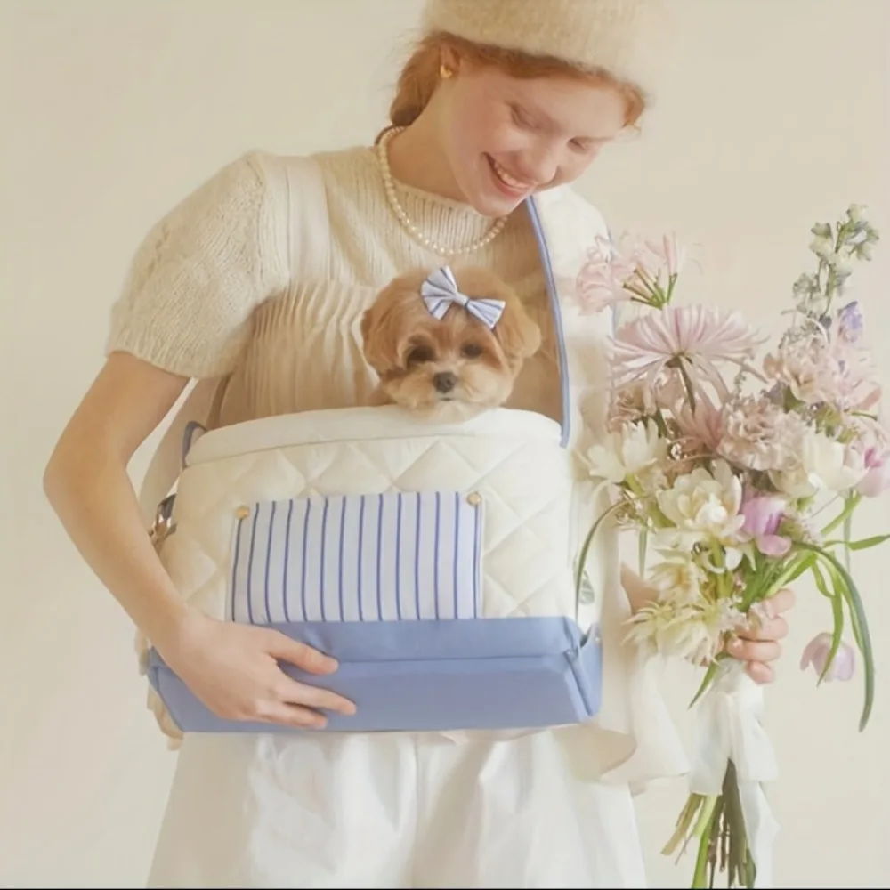 Elegante portabebés para perros pequeños, bolsa portabebés para mascotas para gatos pequeños, cachorros con bolsillo clásico y correa clásica, suave y transpirable - imagen 4