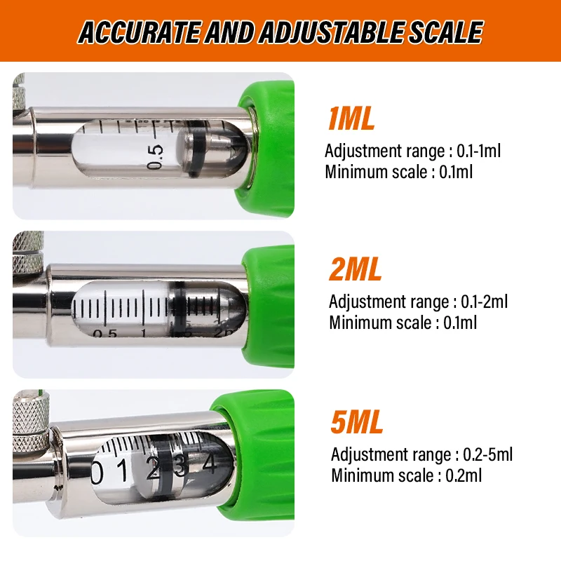 Jeringa continua automática para animales, equipo veterinario con botellas de vacunación, granja multifunción de Metal, 1ml/2ml/5ml - imagen 4