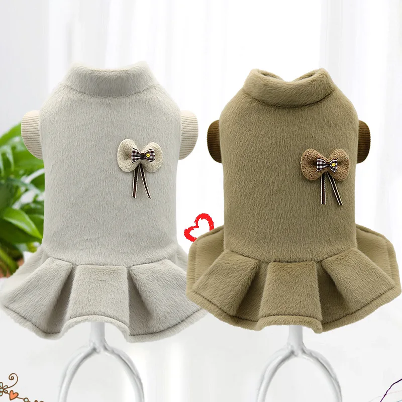 Vestido de felpa de otoño/invierno para mascotas, vestido de princesa para mascotas, abrigo grueso de invierno para gatos y niños pequeños, ropa para perros pequeños, ropa para cachorros
