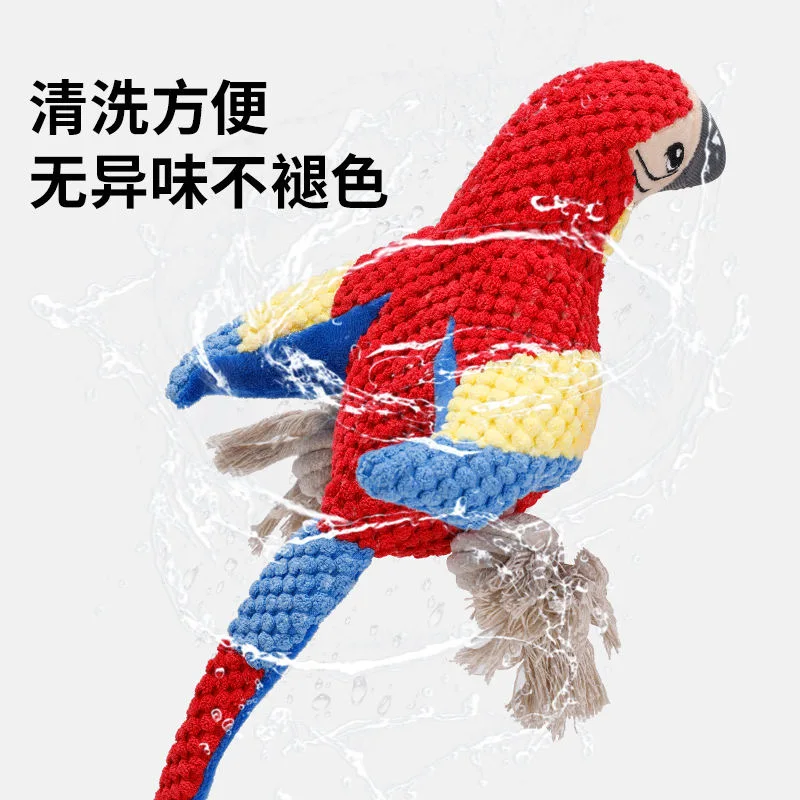 NONOR, nuevos juguetes de peluche de loro, juguetes interactivos chirriantes para perros de peluche con pierna de cuerda, juguetes para masticar para perros - imagen 4
