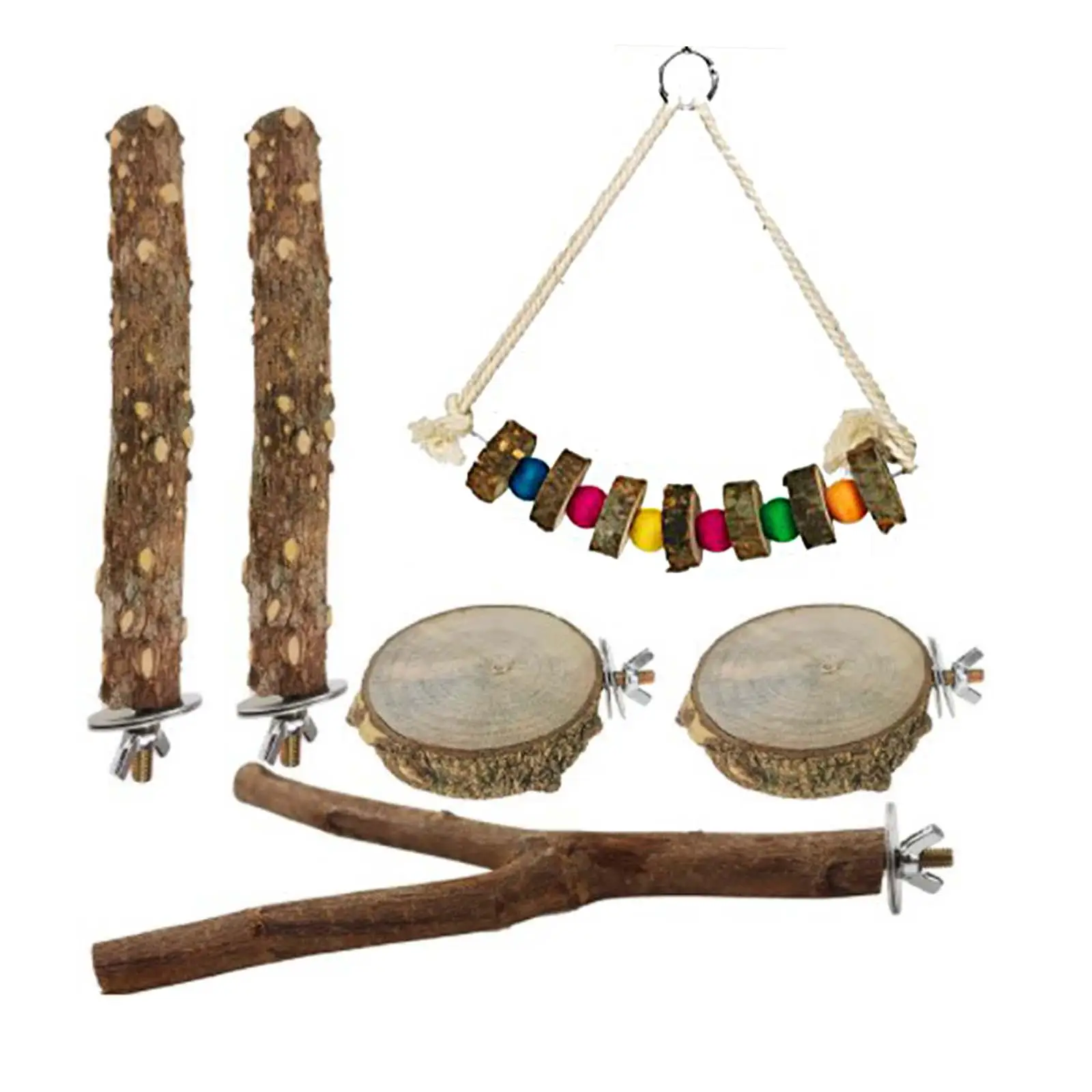 Juguetes grandes para loros, perca de rama de pájaro, parque infantil de escalada, soporte de madera, plataforma para pájaros - imagen 4