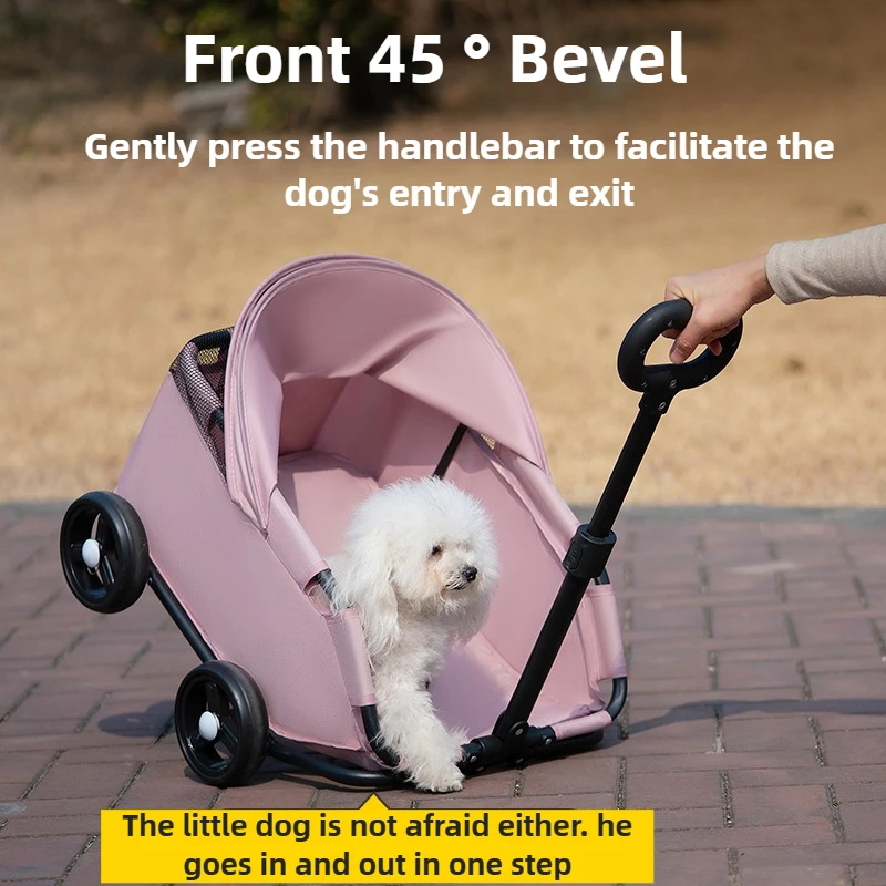 Carro para caminar para perros y gatos al aire libre, ruedas, ligero, plegable, para acampar, cochecito de peluche, pequeño y bonito sombrilla, cochecito para perros, suministros para mascotas - imagen 3