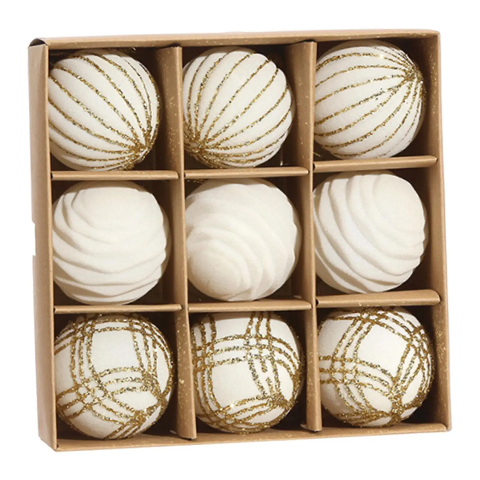 9 Uds. De bolas navideñas de terciopelo de 2,4 pulgadas, decoración multiusos ligera y resistente para manteles festivos, decoración inastillable