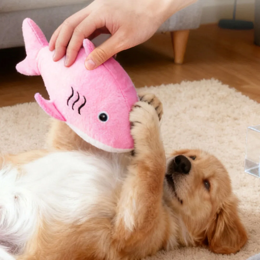 Juguete gigante para perros con tiburón, juguete de peluche duradero para mascotas para juegos autónomos, diseño resistente a masticar para aliviar el aburrimiento, - imagen 3