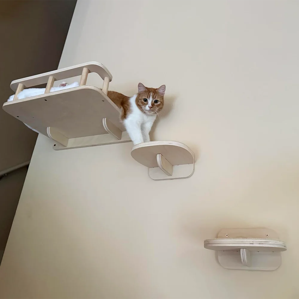 Estantes de pared para gatos, escalones de madera para gatos, muebles antideslizantes montados en la pared, muebles para mascotas de madera maciza adecuados para gatos para jugar - imagen 4