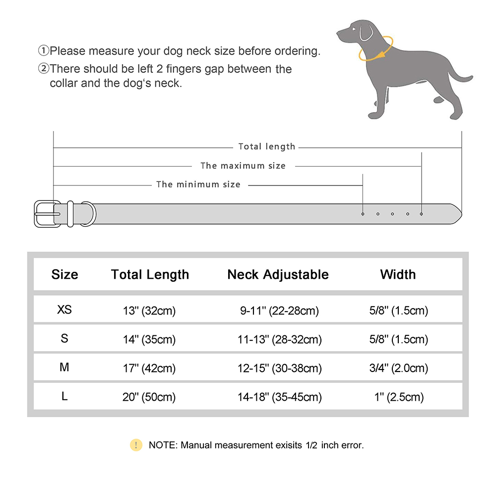 Tabla de tallas del collar - guía