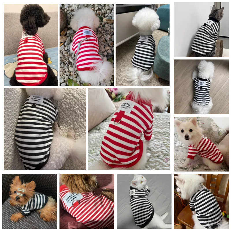 Sudaderas con capucha para perros, ropa cálida de invierno para perros, abrigo para perros a rayas blancas y negras, ropa para perros pequeños Chihuahua Bichon Frise, jersey para cachorros - imagen 2