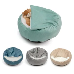 Cama ortopédica para perros con manta-capucha cálida y lavable