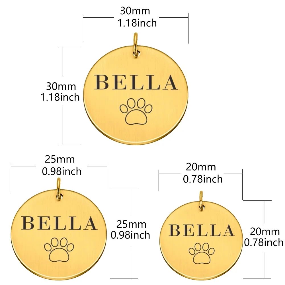 ID Tag Custom Name Anti-lost Engraved Record Tel Address Cat Puppy Personalized Paw Print Medal Pendant Pet Dog Collar Accessory - imagen 3