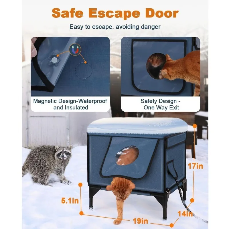 Casas impermeables para gatos, casas plegables para exteriores, aislamiento térmico, cama para gatos a prueba de viento, camas de seguridad a prueba de sol para gatitos y mascotas, producto - imagen 3