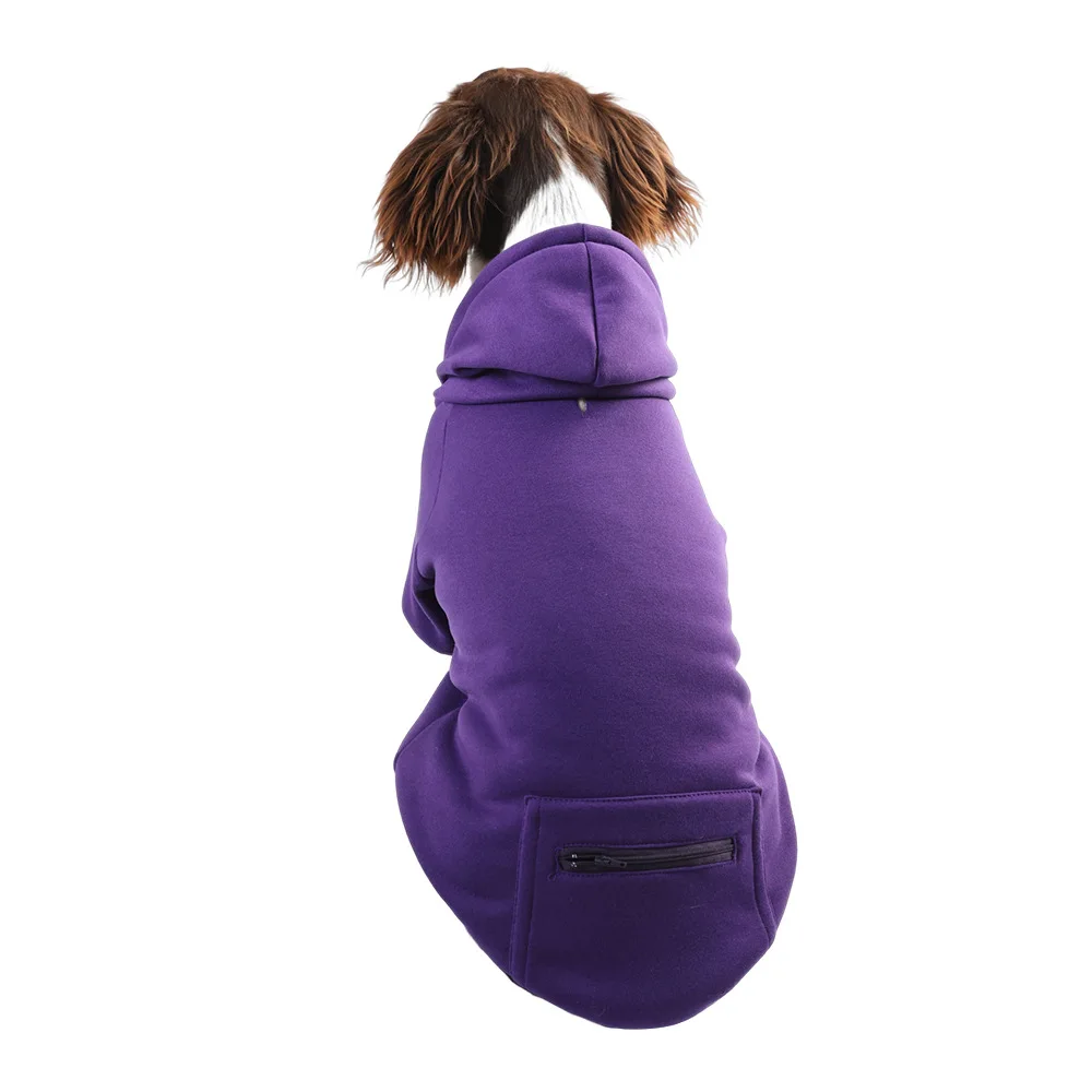 Sudaderas con capucha para perros, temporada de otoño e invierno, ropa para perros grandes, bolsillo con cremallera sólida, chaqueta Labrador de Bulldog Francés, ropa para cachorros - imagen 4