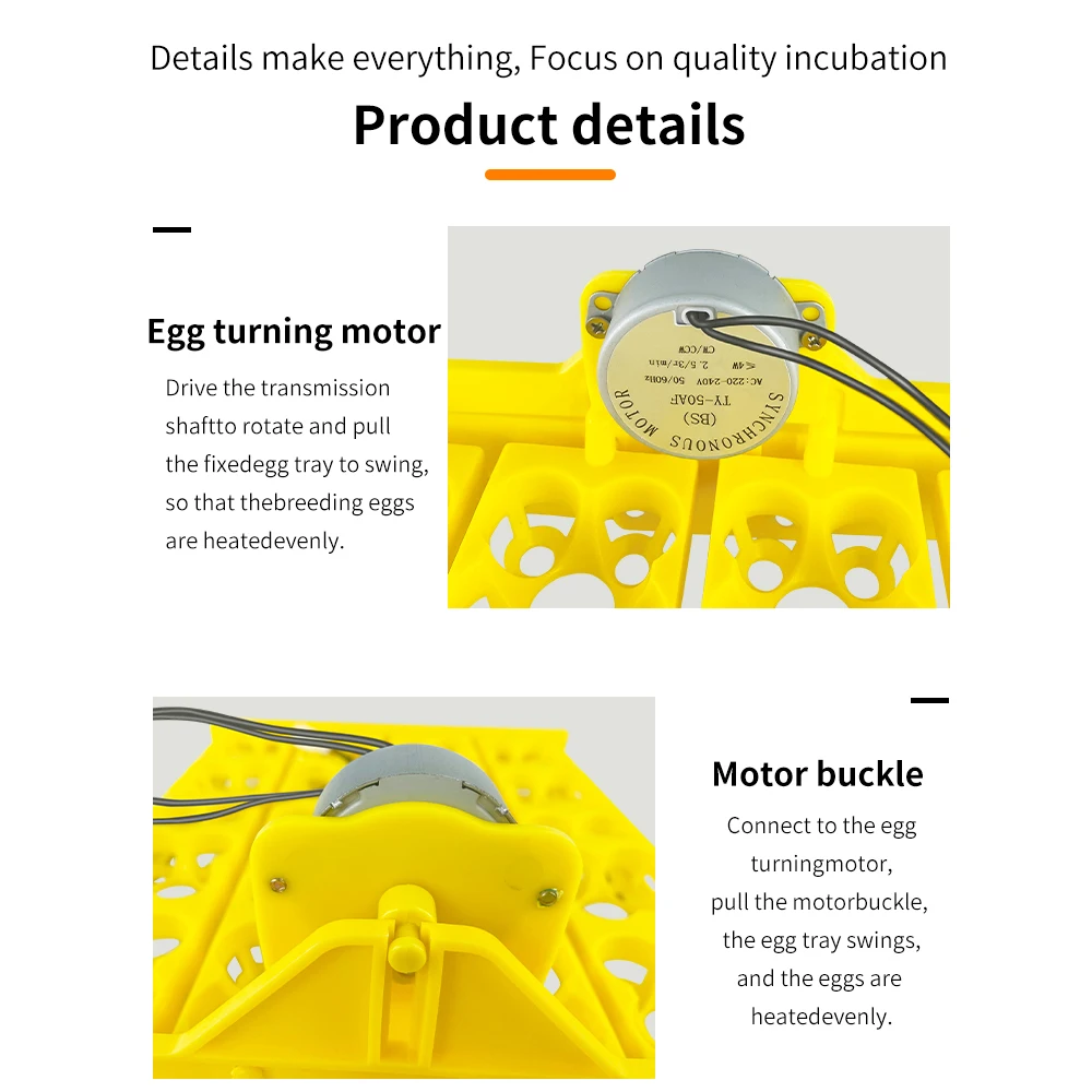 Incubadora de huevos de 16/24 grados, giro automático de huevos AC220V, bandeja para huevos, incubadora de huevos, herramienta de incubación de granja para pollos, pájaros, codorniz - imagen 5