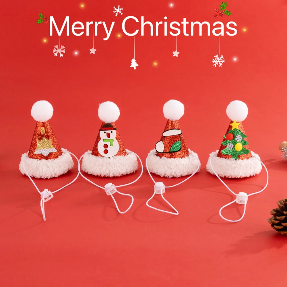 Gorro de Navidad para mascotas, gorros de Papá Noel para gatos, accesorios de vestir para perros, calcetines de regalo para perros, accesorios para perros pequeños