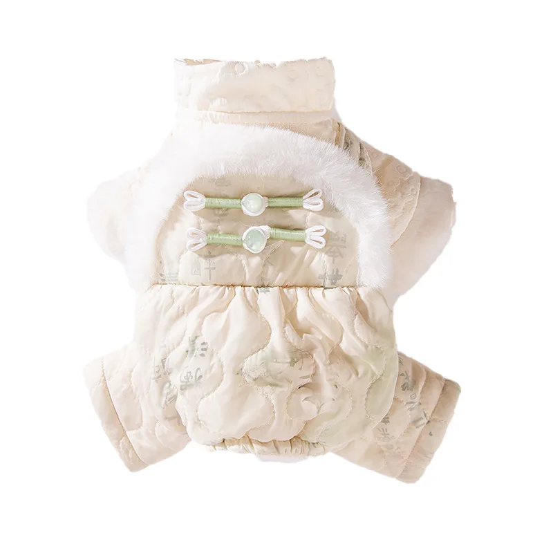 Otoño Invierno perro Año nuevo mono Floral estilo chino monos cuatro patas ropa de algodón gato y ropa para cachorros - imagen 5