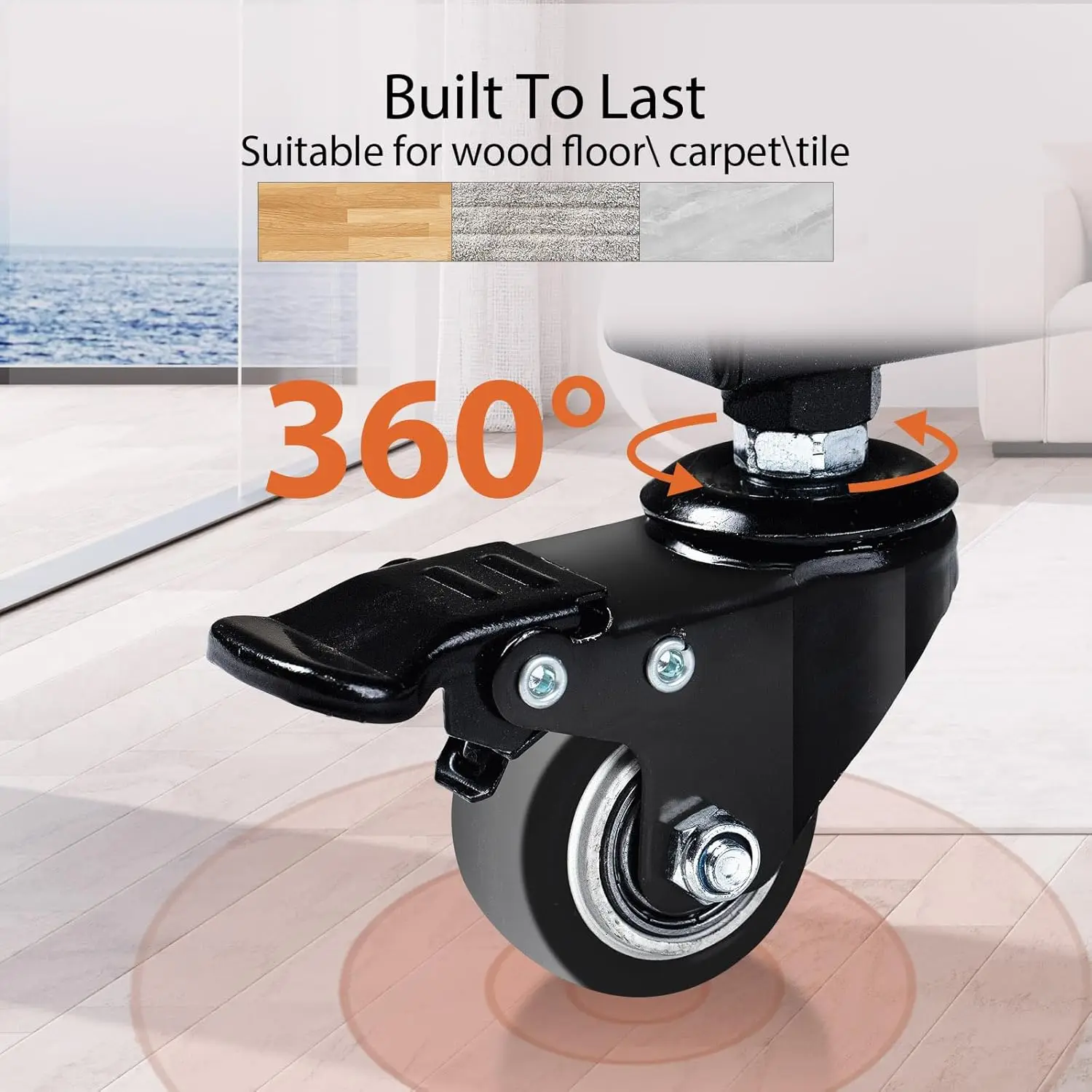 Soporte rodante para TV con manivela, ruedas, carrito para TV móvil para televisores de 42-75 pulgadas con soporte portátil ajustable en altura giratoria - imagen 4