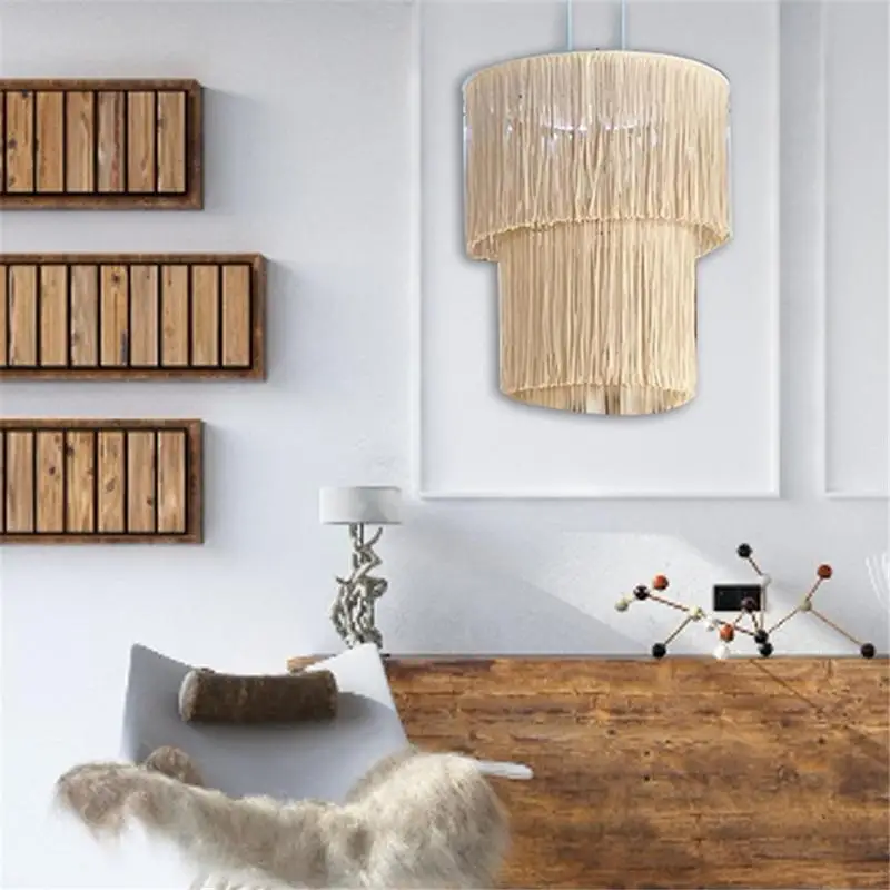 Lámpara colgante tejida a mano, cubierta de luz creativa para dormitorio, decoración del hogar, candelabro elegante, decoración Bohemia para dormitorio - imagen 3