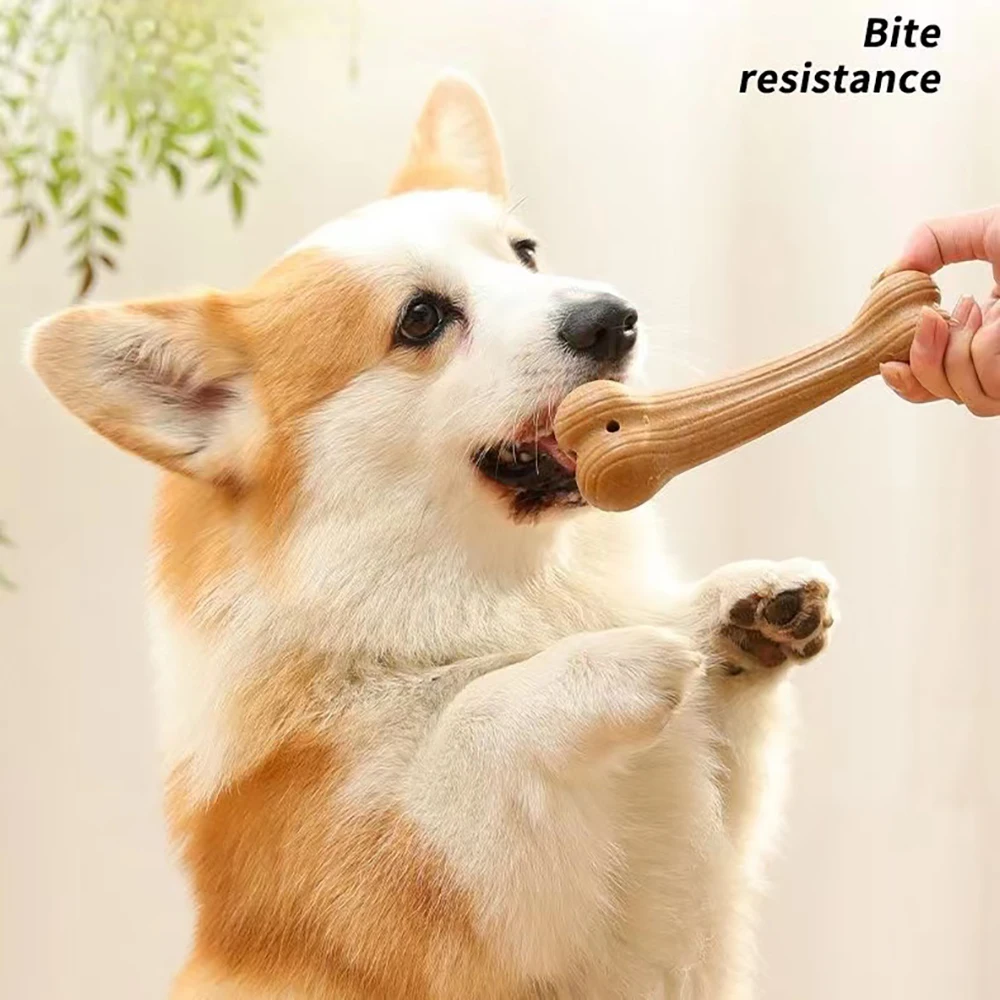 Bite Resistant Pet Dog Chew Toys Molar Teeth Clean Stick Interesting Pine Wood Cute Bone Shape Durable Pet Accessories - imagen 2