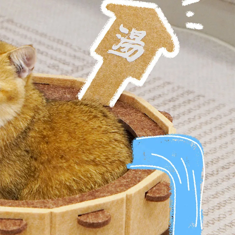 Diversión de invierno, bañera para las cuatro estaciones, casa para gatos, cama para gatos semicerrada de fieltro, diseño resistente, casa para castillo de gato, molido/dormir de patas - imagen 5