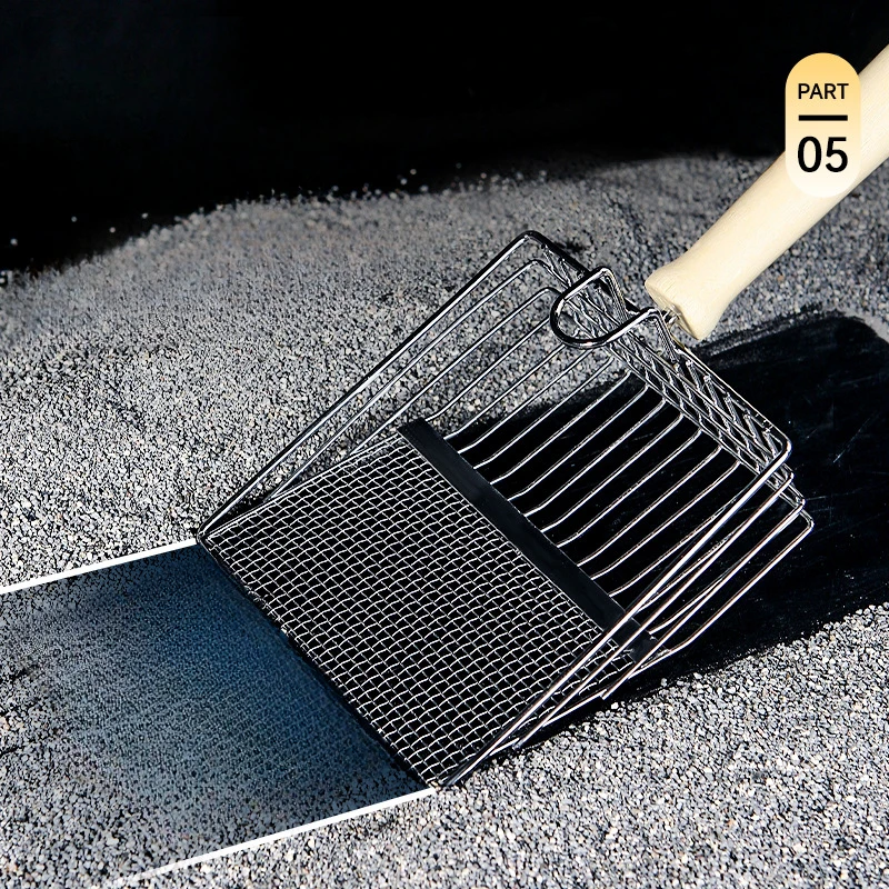 Pala de arena para gatos, mango de madera de acero inoxidable, fácil de oxidar, lavable, pala de arena para gatitos, herramienta de limpieza de inodoro para gatos - imagen 4