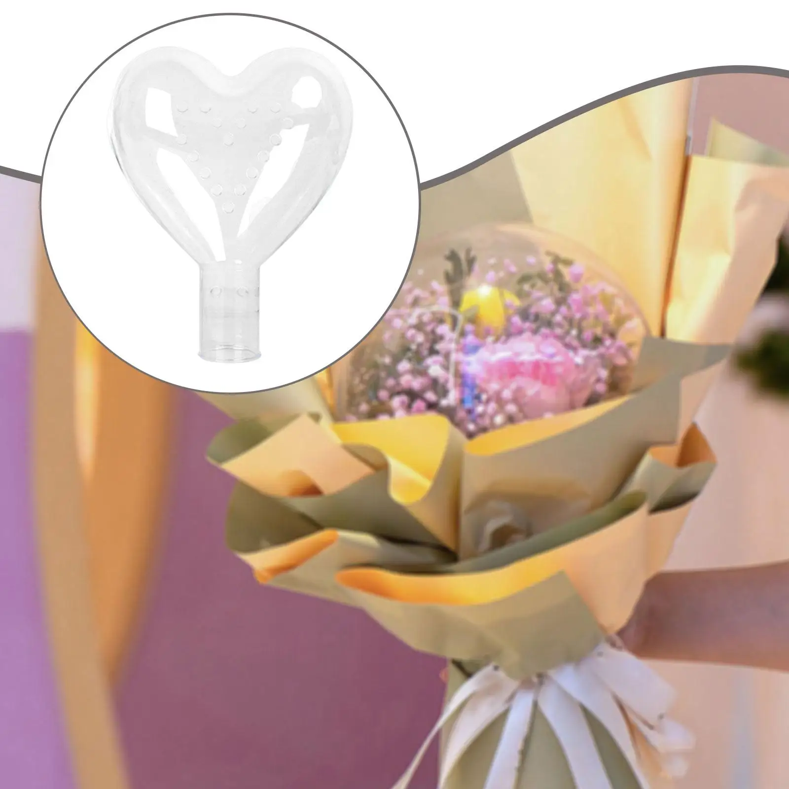 Caja de flores, arreglo de flores, envoltorio de ramo, accesorios para fotos, forma de corazón, bola de adorno transparente profesional para proyectos de bricolaje