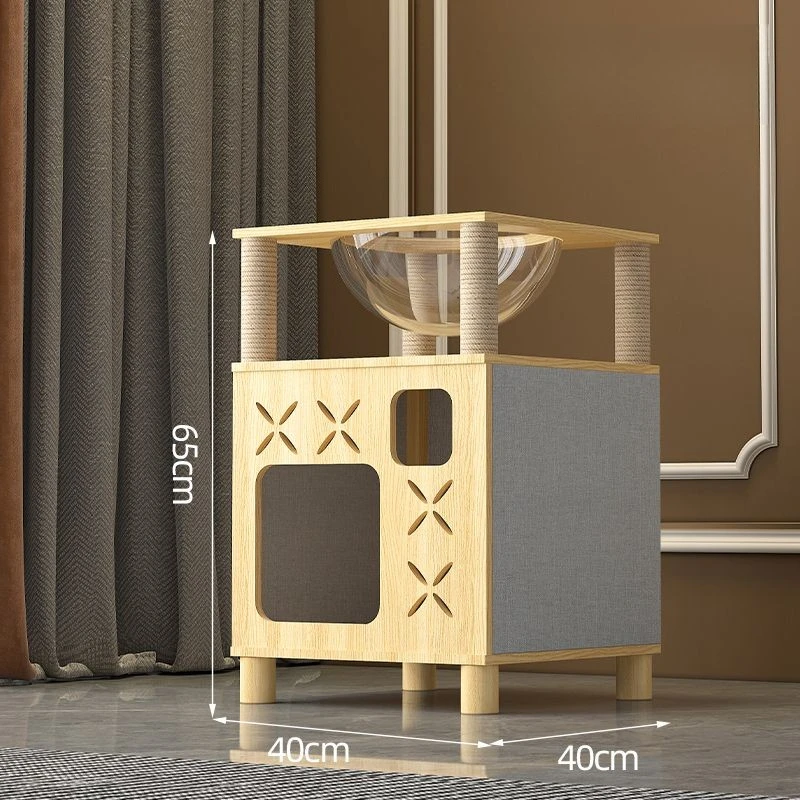 Árbol para gatos multicapa en madera maciza con hamaca y torre de lujo - imagen 3