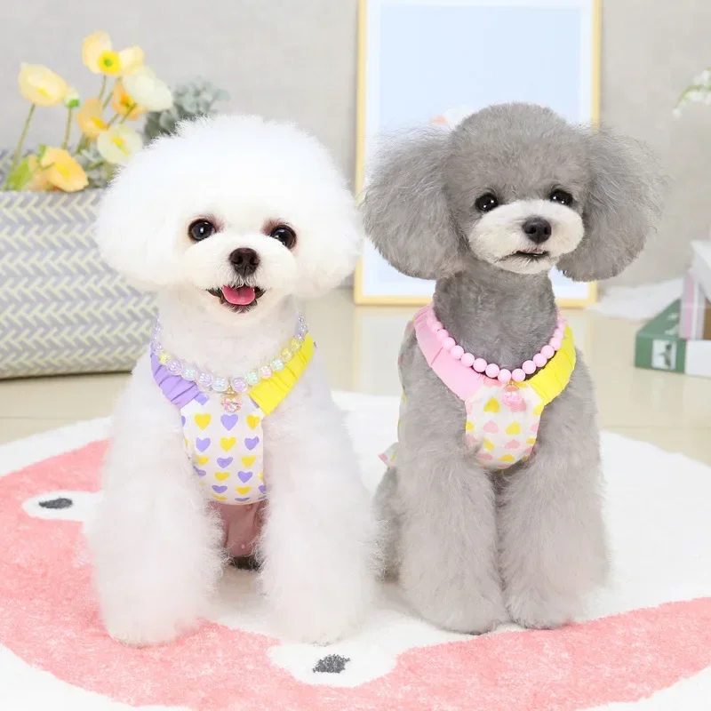 Falda bonita con forma de corazón para perro, ropa de verano para gatos, chaleco para perros pequeños, ropa para cachorros, productos baratos para perros, suministros, abrigo de vestir Yorkshire - imagen 5