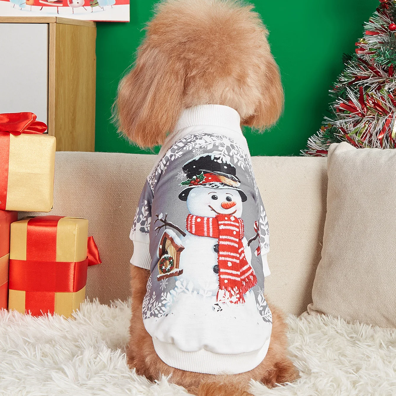 Pijama navideño con muñeco de nieve para perros pequeños y medianos - imagen 2