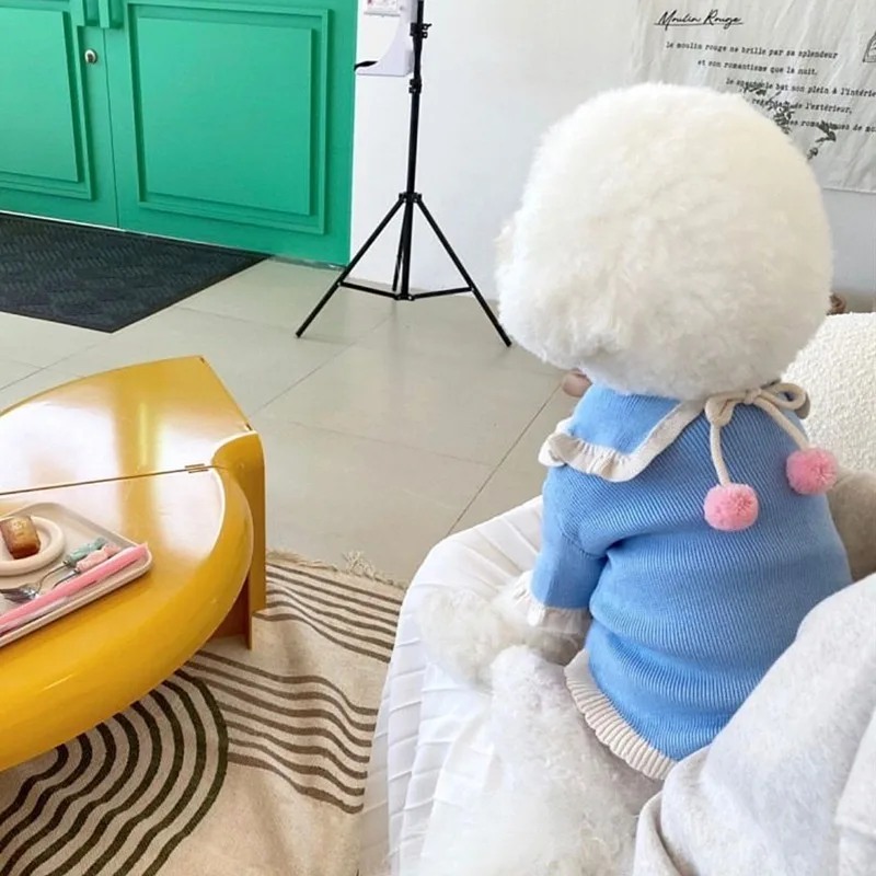 Ropa de Pete, suéter de punto suave para perro, chaqueta para perro con bola de pelo para perro, ropa cálida de invierno para gato, ropa de Navidad para cachorros - imagen 4