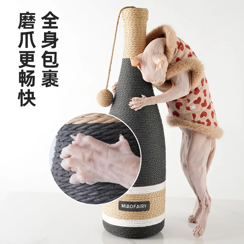 Rascador de sisal para gatos en botella con ventosa y pelota - imagen 4