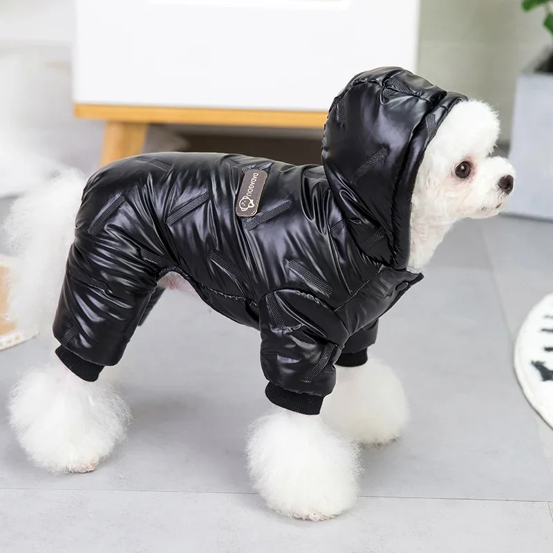 Abrigo de invierno para perro, traje de nieve impermeable con forro polar para cachorros, mono con capucha de aviador, trajes de nieve para cachorros pequeños Yorkie - imagen 4