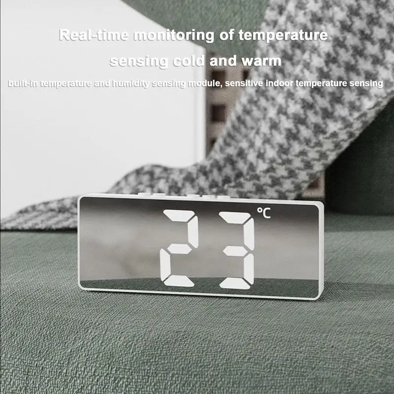 Reloj despertador de espejo LED duradero, relojes de espejo, pantalla grande, funciona con pilas, reloj eléctrico LED para oficina, cocina y sala de estar - imagen 2