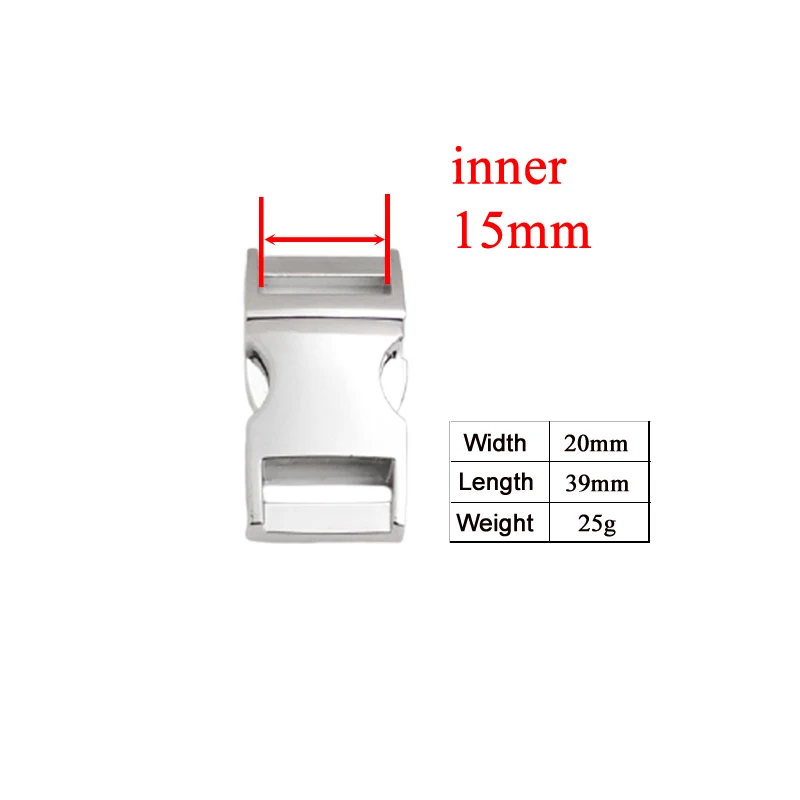 50 unids/lote hebillas curvas de liberación lateral de Metal hebilla chapada duradera collar de perro paracord diy 3 colores 3 tamaños - imagen 4
