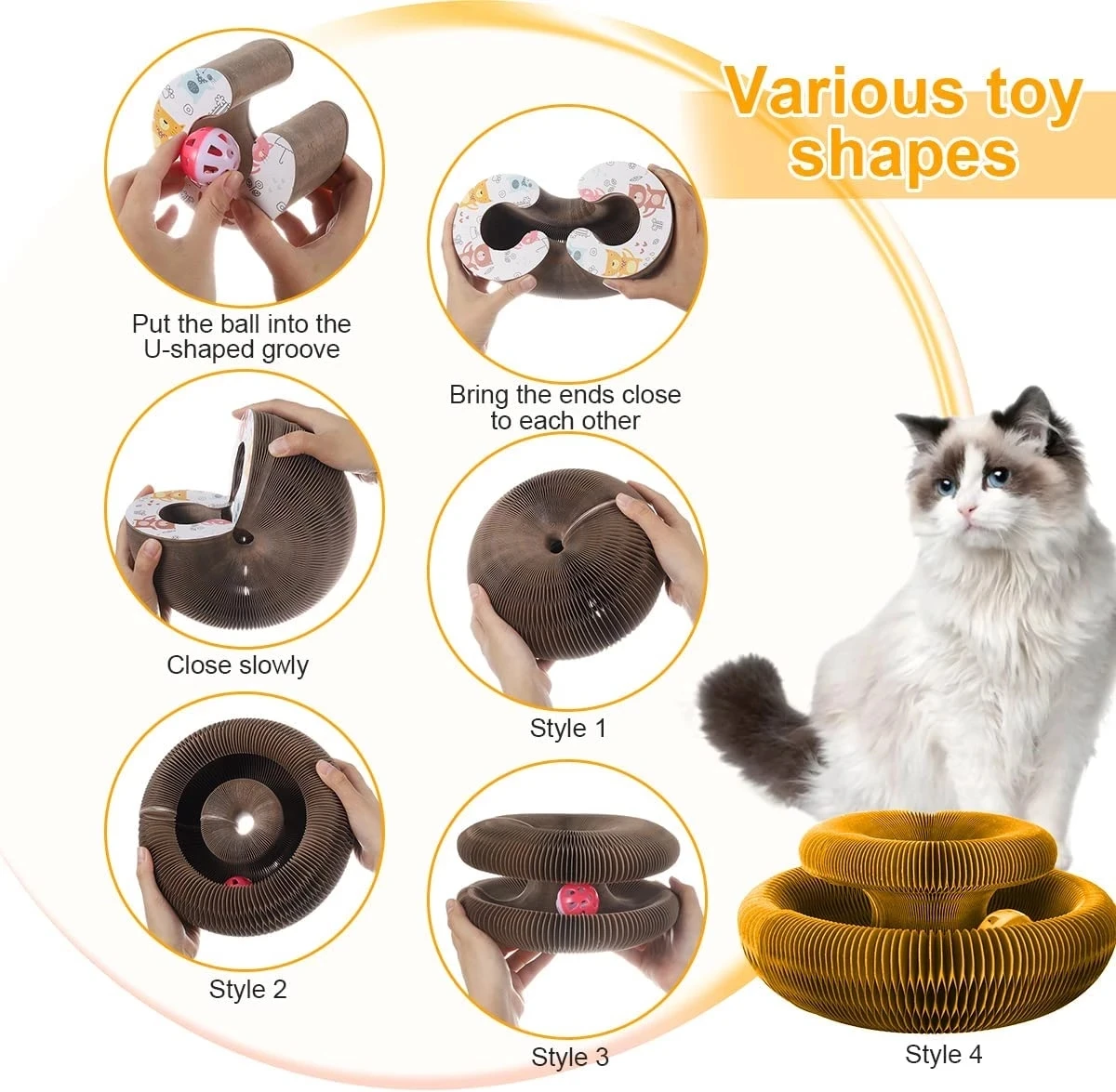 Juguete para gatos de órgano mágico, rascador para gatos, tablero para rascar, poste redondo corrugado, juguetes para gatos, garra de molienda, accesorios para gatos - imagen 4