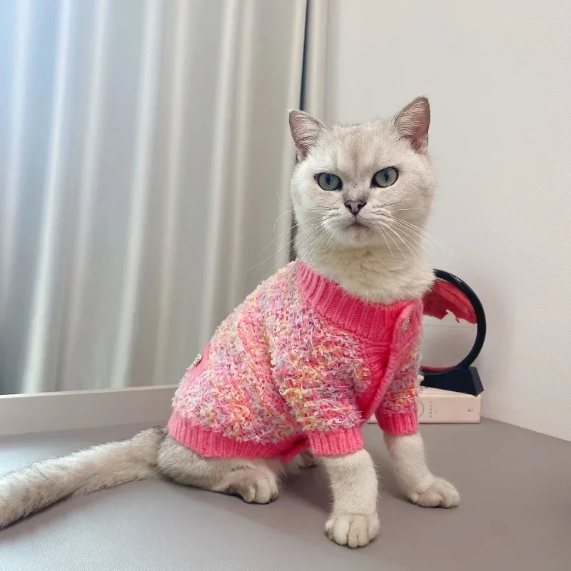 Otoño e Invierno Jersey nuevo hilo de mariposa cómodo tejido ropa para mascotas perro gato pequeño cárdigan fragante Teddy - imagen 3