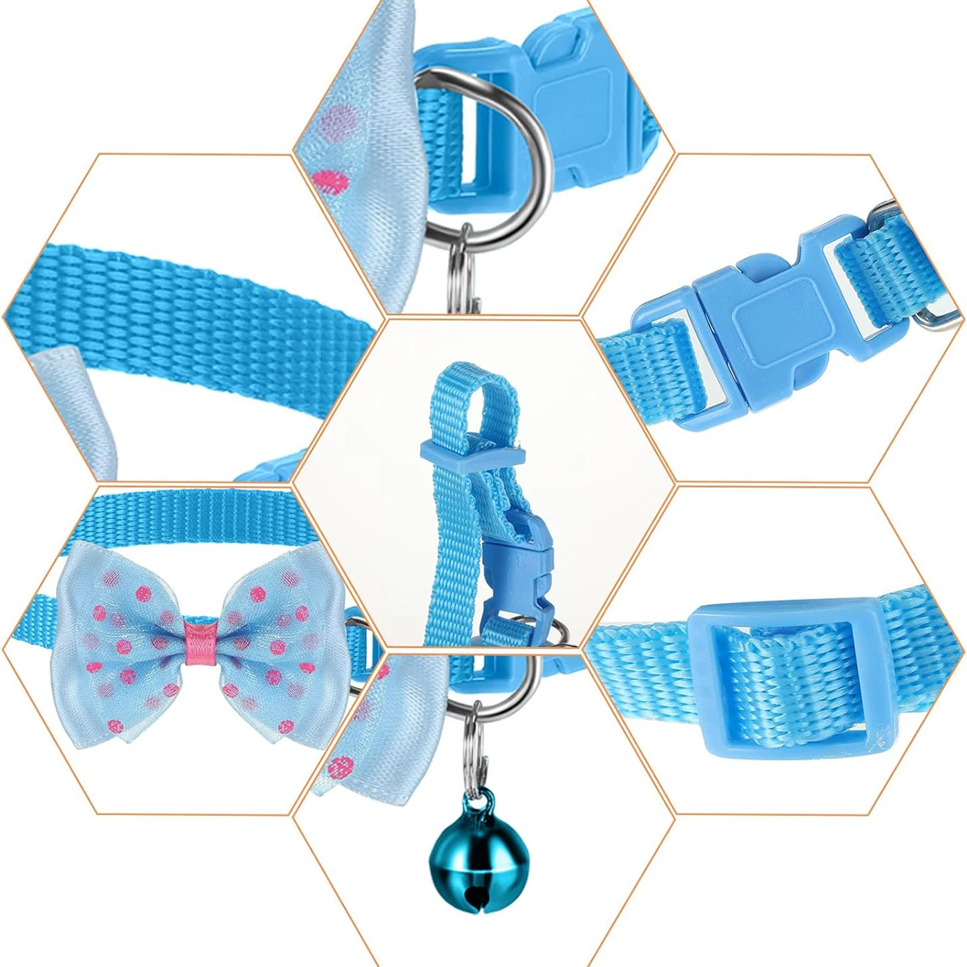 Collar con campana para gato y mascota, Collar con estampado de perro y gato, varios colores opcionales, anillo, Collar de cuerda para gato, suministros para mascotas, 5 uds. - imagen 4