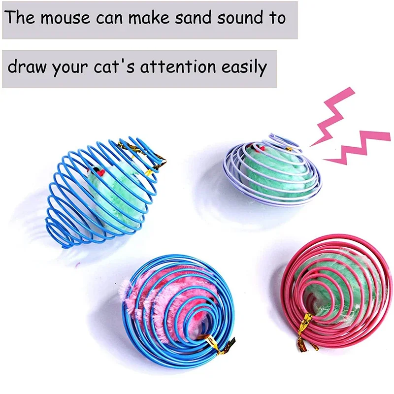 Pelotas de juguete interactivas para gatos, divertidas resortes extensibles para gatitos, ratas enjauladas, accesorios para mascotas de colores aleatorios para gatitos - imagen 5