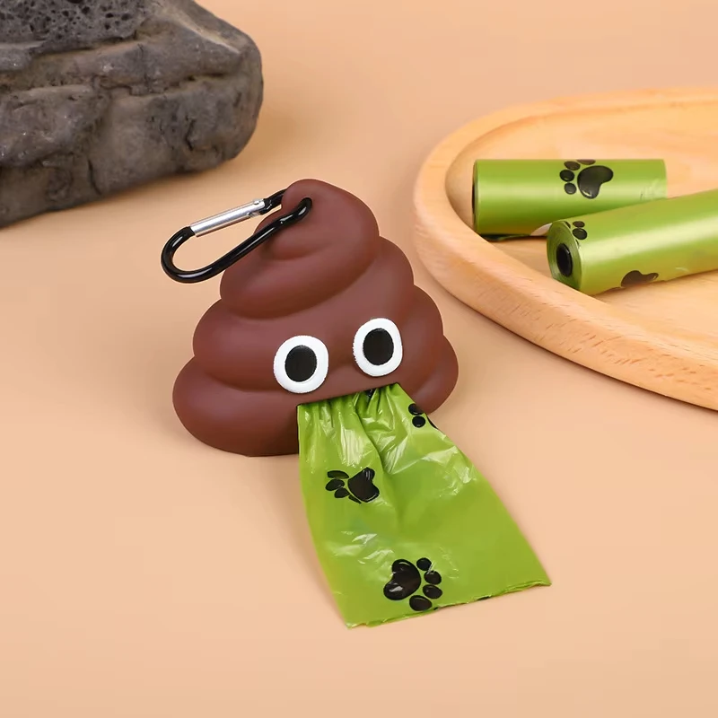 Dispensador portátil de bolsas de basura para mascotas en forma de caca, sin bolsas de basura, soporte para bolsas de basura para mascotas al aire libre con Clip, suministros para mascotas - imagen 3