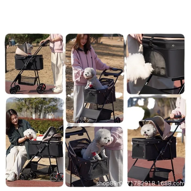 Cochecito para mascotas, ligero y plegable, cochecito para caminar para perros y gatos, carrito para mascotas, cochecito para perros para salir - imagen 5