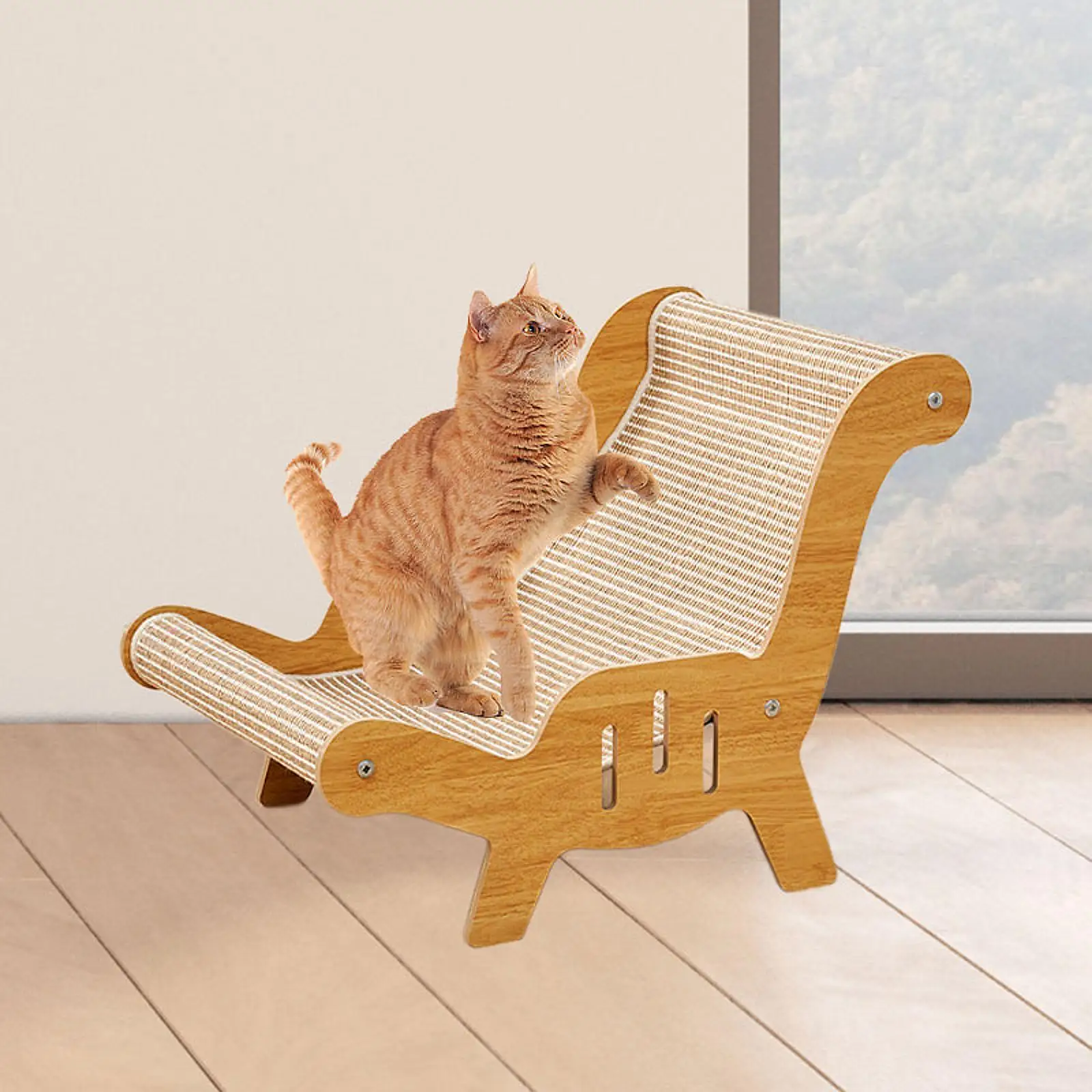 Sillón de Sisal para gatos, rascador de madera para gatos, protección de muebles, garras de molienda, silla de playa para gatos, cama para suministros para animales pequeños - imagen 3