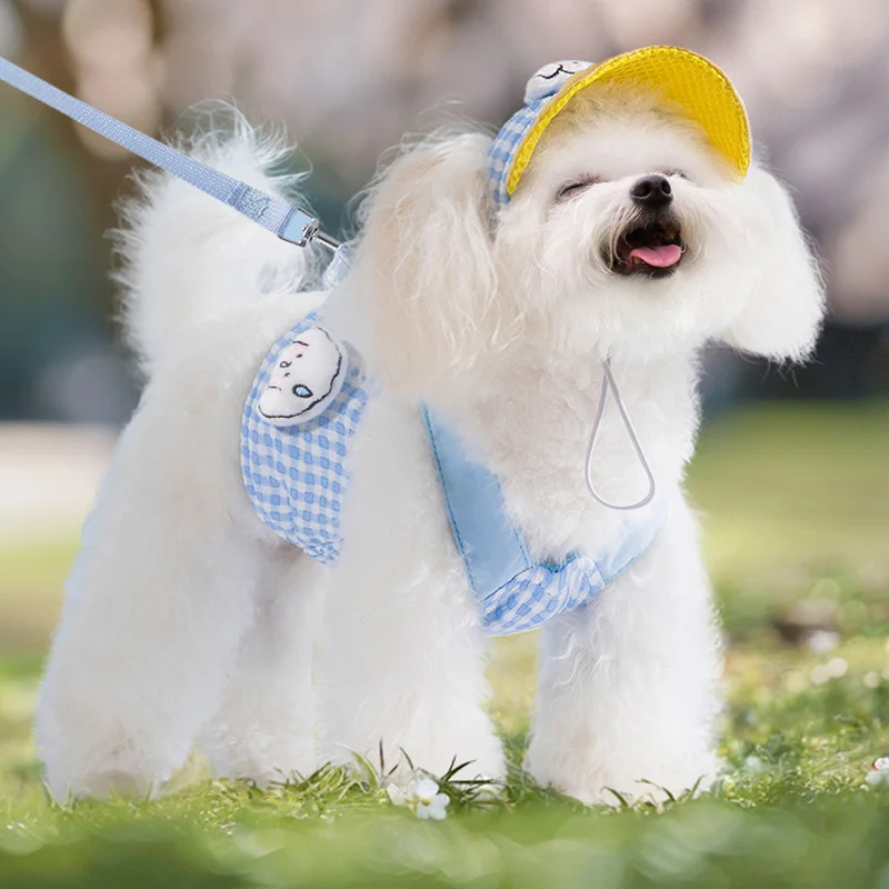 Juego de correas de arnés para perros, arnés ajustable para mascotas para perros pequeños, gatos, correa para el pecho para perros, correa con sombrero, accesorios para perros, 3 uds. - imagen 2
