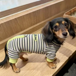 Abrigo algodón a rayas para perros salchicha y tejón – Primavera otoño