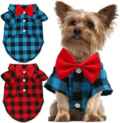 Camisa a cuadros para perros con pajarita - conjunto comodo y bonito